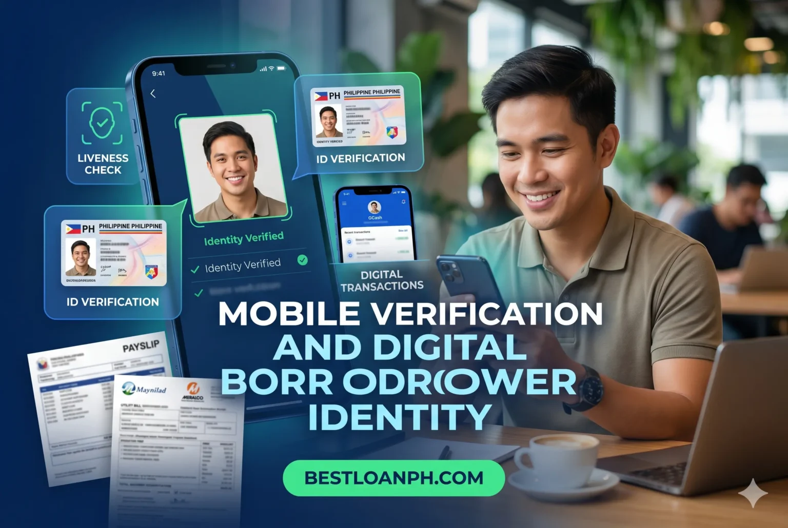 Borrower using smartphone for selfie verification and OTP confirmation in Philippine lending app