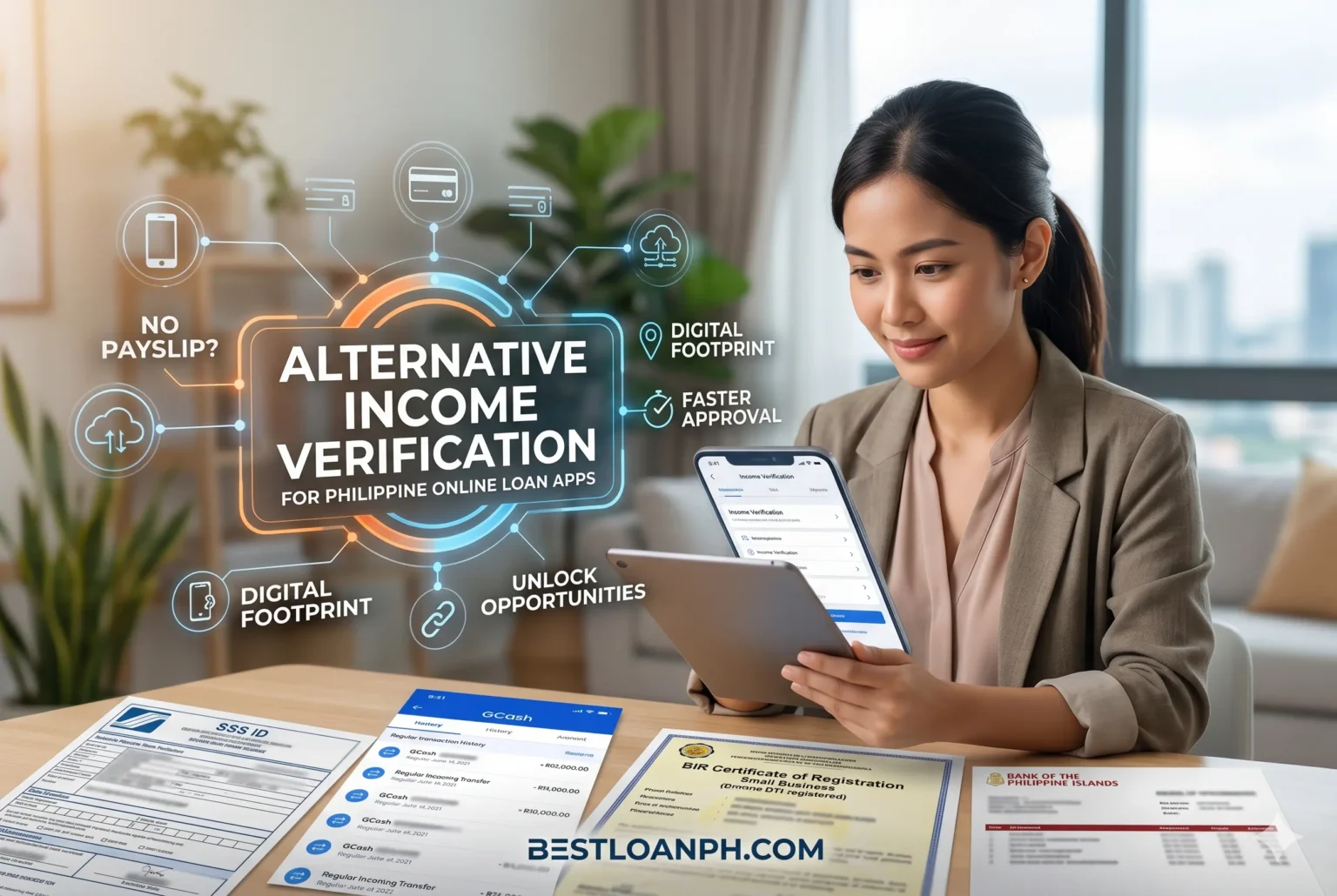 GCash history, freelance payouts, remittance receipts, and mobile wallet activity used for online loan verification in the Philippines